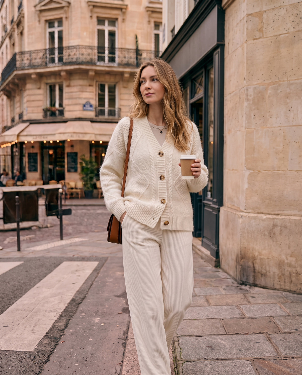 Adalgisa – Cardigan Moelleux en Maille Torsadée & Boutons Bois